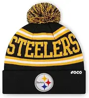 FOCO NFL Team Logo Stripe Pom Beanie Hat
