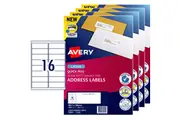 Avery 959003 L7162 Address Label Laser 16/Page White 100 Sheets Pack 4