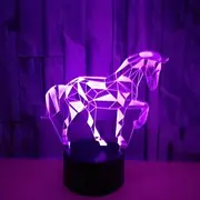 3D Horse Night Light 7 Color Illusion Change LED Table Desk Lamp Acrylic Flat ABS Base USB Charger Home Decoration Toy Brithday Xmas Kid Children Gift