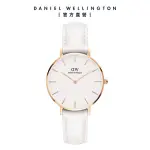 【DANIEL WELLINGTON】DW 手錶 PETITE BONDI 32MM純真白真皮皮革錶-玫瑰金框(DW00100189)