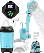 WADEO Portable Shower Camping Shower Outdoor Camp Shower Pump, Electric Rechargeable Portable Camping Shower, Powered by Rechargeable Battery for Camping, Hiking, Traveling, Blue