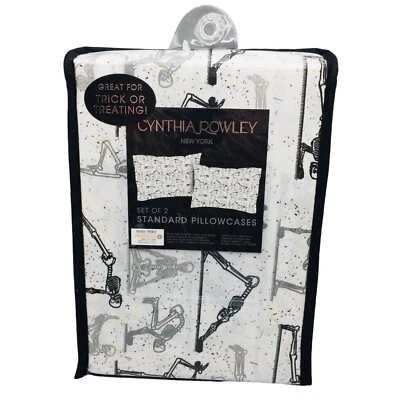Cynthia Rowley Halloween Yoga Pose Skeletons Standard Pillowcases Set of 2