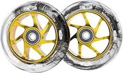 Pro Stunt Scooter Wheels 100mm24mm Watercolor Effect with ABEC-9 Bearings Installed 2-Pack Scooter Replacement Wheels (Black PU Gold Core)