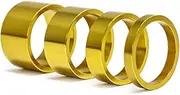 Bike Headset 4pcs/Set Aluminum Bike Headset Washer Mountain Bicycle Front Fork Washer Bike Stem Handlebar Spacers Rings Gasket Headset Bearings(Golden)