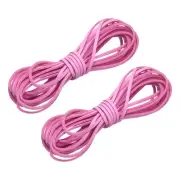 2 Pcs Flat Suede Leather Cord, 5.5 Yards 2.6mm Craft Braid String, Pink