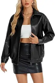 [Neineiwu] Women's Oversized Faux Suede Leather Jacket Fashion Autumn Winter Y2K