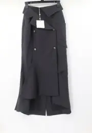 NWT sass & bide women’s 2 light reign skirt black double slit designer fashion