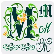 Initial M Painting Stencil 11.8x11.8inch Reusable Graffiti Letter M Drawing T...