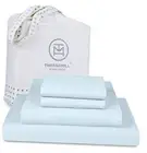 Supima Cotton Sheet Set, 1200 Thread Count for Mattresses, 4 Queen Light Blue