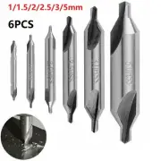 HSS 6pcs Center Drill Bits 5/3/2.5/2/1.5/1mm Countersink Double End Hole