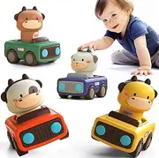 [Jovow] Baby Toys Car for 1 2 Year Old, Press and Go Play Vehicles Toys, Animal Pull Back Friction Cars for Baby Toddler 6-12 Months, Birthday Gifts for Infant Boys Girls