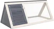 Animal Rabbit Cage Grey Wood Indoor Outdoor Pet House Hutch Enclosure