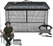 Fishing Bucket for Fish | 47L Fishing Bucket for Caught Fish | Foldable Cage with Anti-Slip Rope, Floating Trap Storage Bag Net, Outdoor Gear for Saltwater Freshwater