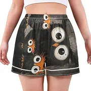 [RPLIFE] Owl Mother and Little Owl Women's Boxer Shorts, Soft Comfy Lounge Shorts Women