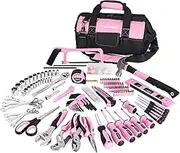 FASTPRO 267-Piece Pink Tool Set, Home Repairing Tool Kit with 13-Inch Wide Mouth Open Tool Bag, Mechanics Hand Tool Kit for DIY, Home Maintenance