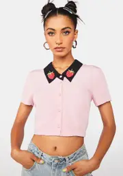 [Dangerfield] Strawberry Collar Blouse