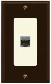 CAT6A 1 Port Shielded Wall Plate 1 Gang [Brown/Light-Almond]