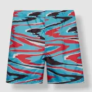 $431 Missoni Blue Stretch Contemporary Zig-Zag Poly Swim Trunks Size XL