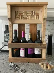 Brown Wood Rustic Wall Wine Rack