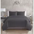 CHRISTIAN SIRIANO NEW YORK Duvet Cover Set Full/Queen Cotton Dark Grey 3-Piece