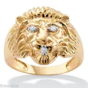 10K YELLOW GOLD MENS DIAMOND ACCENT LIONS RING SIZE 9,10,11,12,13