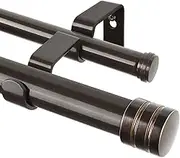 TONIAL1 Inch Double Curtain Rods 140 to 195 Inches, Heavy Duty Decorative Long Drapery Rod for Windows 128 to 190 Inches (5.75 to 11.7 ft) with Classic Cap Finial, Bronze