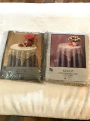 KEECO Hand Crochet Lace Table Cloth 45" Square ( 2 ). VTG. NEW