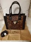 Patricia Nash Curry Ocelot Leopard Chocolate Calf Hair Tote Bag Exotic