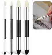 4pcs Artist Blending Sponge Pen Dual Tip Reusable Drawing Art Soft Oil Pastel Blending Tools Washable Sketch Rubbing Sponge Brush for Artist Professional Sketch Drawing Blending Lightening & Highlight