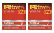 2-Pack 3M Filtrete Dirt Devil Type U Micro Allergen Vacuum Bags Lot of 2 -6 bags