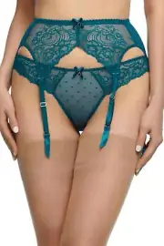 Dita Von Teese Fiamma Lace Garter Belt Luxury Corsaire Blue Burlesque Hollywood