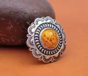 10X Orange Silver Flower Moon Sign Leathercraft Belt Western Saddle Concho 1"