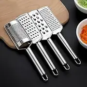 TXHFYKH Hand-held Cheese Grater, Lemon Zester, Cheese Zester Stainless Steel, Cheese Shredder Small Stainless Steel Grater, Multi-Purpose Kitchen Food Shredder | Set of 4 Graters