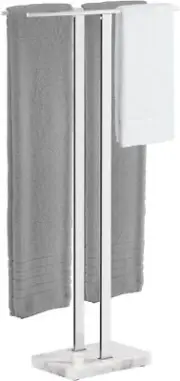 KES Standing Towel Rack with Marble 37" H (Equal-height), Polished Silver