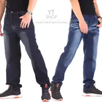 在飛比找蝦皮商城優惠-YT SHOP 刺繡刷色牛仔褲 伸縮中直筒 兩色