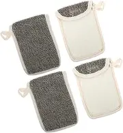 WOONEKY 4pcs Black Linen Soap Bag Soap Bag Container Bar Soap Pouch Portable Soap Pouch Soap Bag Holder Soap Savers Bags Soap Bag for Bath Bar Soap Savers Pouch Portable Soap Bag