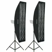 2Pcs Godox 35x160cm Bowens Mount Strip Grid Softbox + Stand For Studio Lighting.