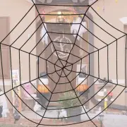 Spider Web Decoration, 1.5m Black Round Net Cobweb for Halloween Decor