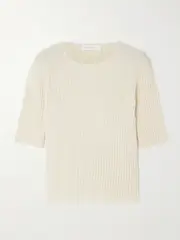 [Eres] Eres - Intime Ribbed Wool And Cashmere-blend Top - Ivory - small small Ivory