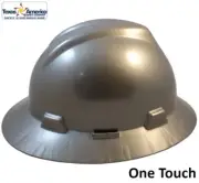 MSA V-Gard Full Brim Hard Hats with One-Touch Suspensions - Silver