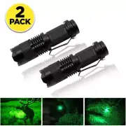 2X Green Light LED Flashlight UV 395nm Light Zoom Torch Hunting Astronomy