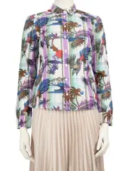 Leaf Print Check Shirt