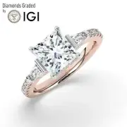 Princess Solitaire Labgrown Diamond Engagement Ring 18k Rose Gold 5.70 Ct