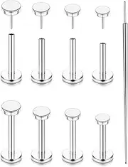 [YADOCA] Gold Flat Back Nose Rings Studs for Women Men Threadless Flat Back Earrings Hypoallergenic Surgical Steel Cartilage Tragus Helix Conch Labret Medusa Nose Piercing Jewelry 20G/18G/16G Push in