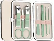 Manicure set,Nail kit manicure set,Nail care kit, Portable 7Pcs/Set Stainless Steel Nail Clippers Kit Travel Manicure Tools Ear Cleaning Tools Nail Care Pedicure Tool Nail Clipper Kit,Gold(Light Green