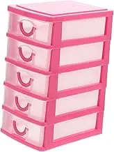 HOODANCOS 5 Drawer Cabinet Plastic Detachable Shortage Container for Desk Mini Drawer Organizer Clear Drawer Organizers Stackable Desk Drawer Organizer Small Storage Drawers Pink