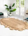 Jute Rug Oval Rug Jute Carpet Mat Area Rug Handmade Rustic Look Circles Design