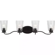 Progress Lighting Durrell Collection 4Light Matte Black Clear Glass Vanity Light