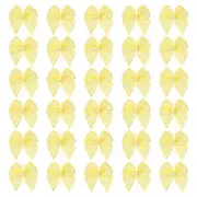 50 Pcs Mini Yellow White Ribbon Bows with Pearl 1" Ribbon Flowers Appliques