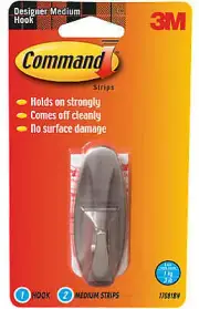 Command 17081BN-ES Medium Nickel Faux Designer Hook - Quantity 4